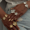 Flower opening bracelet wholesale european and american cross-border fashion irregular pleated jewelry niche design double ring for women