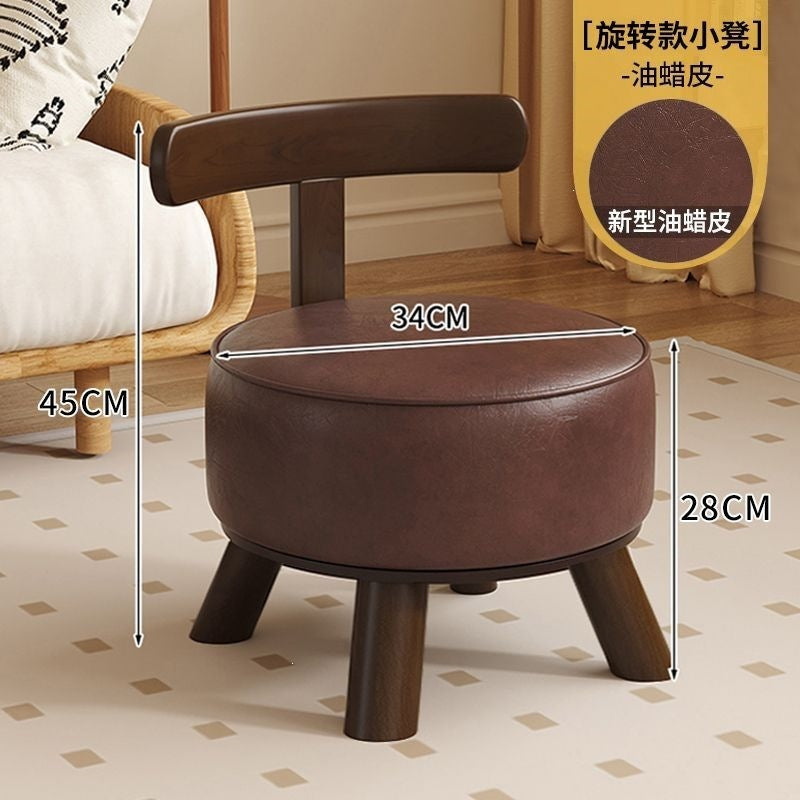 Backrest entry shoe changing stool living room low stool for home shoe changing stool can be rotated durable new chinoiserie solid wood shoe changing stool