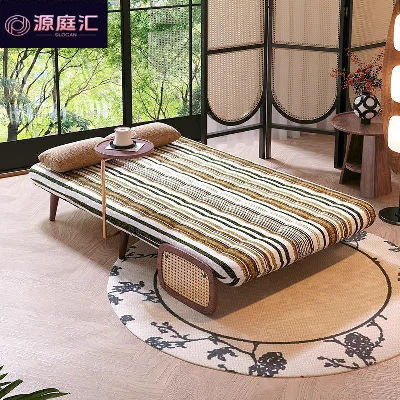 Solid wood folding sofa - compact living room, home use, dual-purpose, american retro, multifunctional, creative, light luxury sofa bed