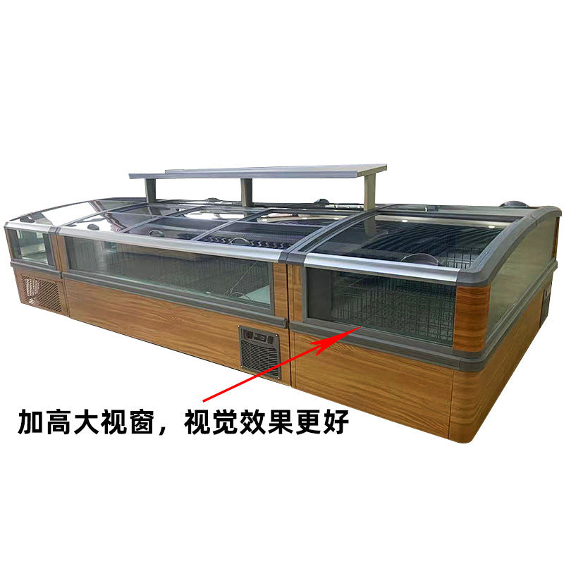 Large window automatic frost combination island freezer