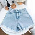 Ripped denim shorts for women, new arrival, fashionable and elegant, high-waisted, slimming, versatile, frayed-edge wide-leg pants