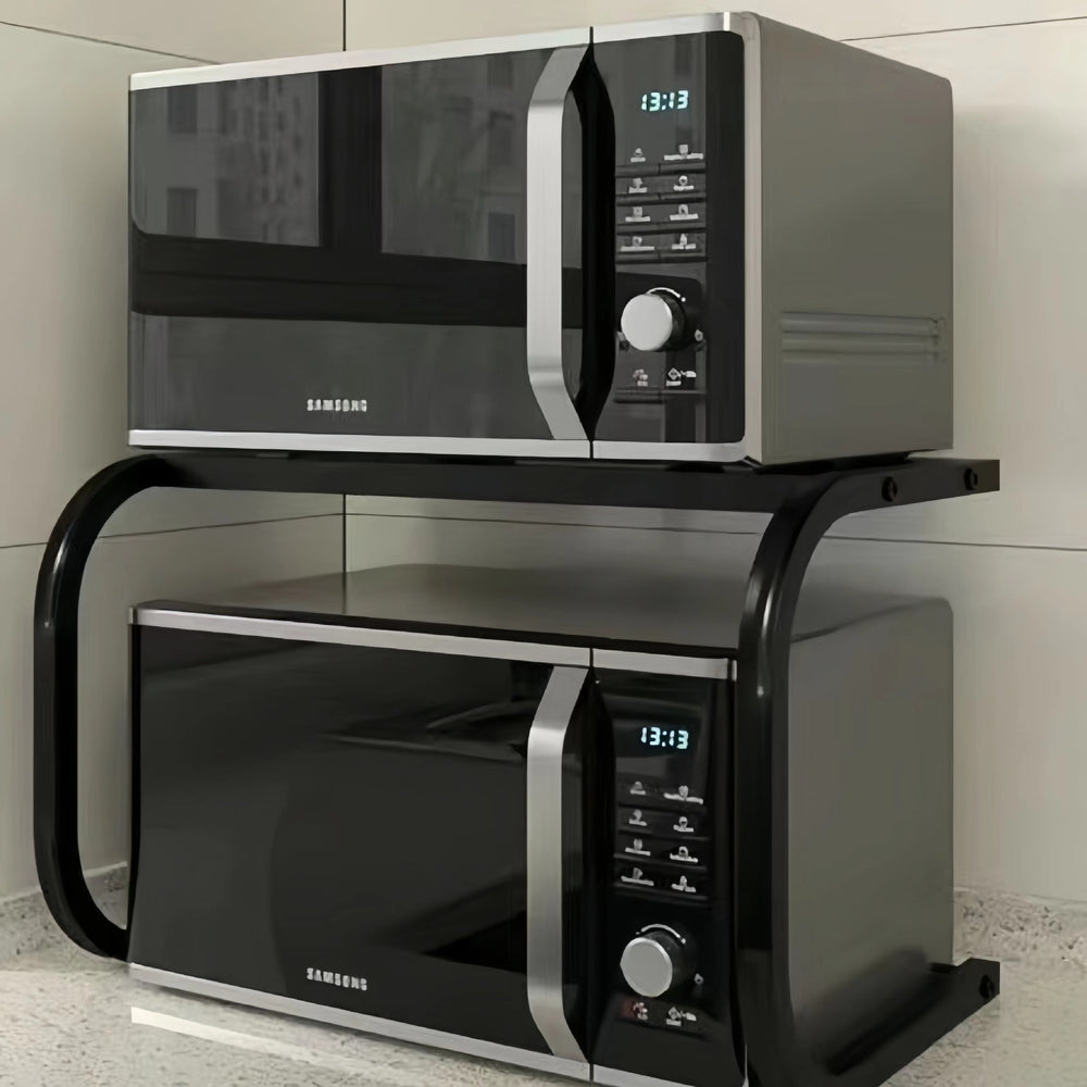 Microwave oven rack, oven & rice cooker organizer, household double-layer countertop desktop multifunctional storage shelf