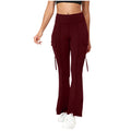 european and american cross-border  women's fashion trend solid color high-waisted belt pocket yoga pants
