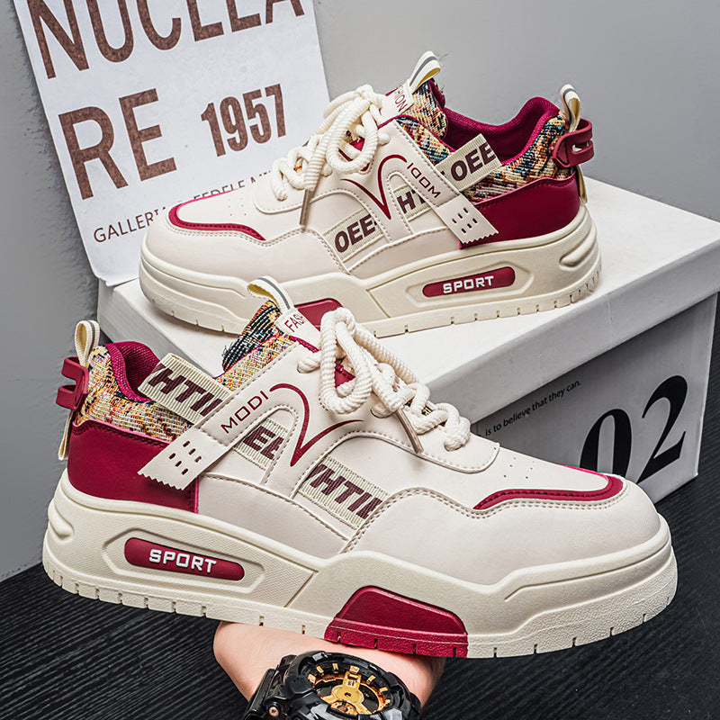 Men's shoes 2026 new spring trendy style versatile leather casual sneakers student height increasing athletic fashion shoes