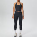 Strappy tank top high-waisted butt-lifting tight yoga set - quick-dry activewear for outdoor leisure, running, and fitness