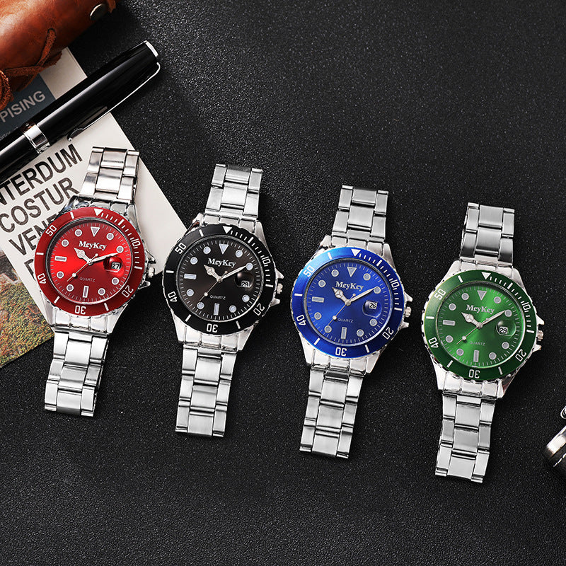 Douyin traffic live broadcast men water ghost quartz wrist watch student business men's watch calendar steel band watch large dial