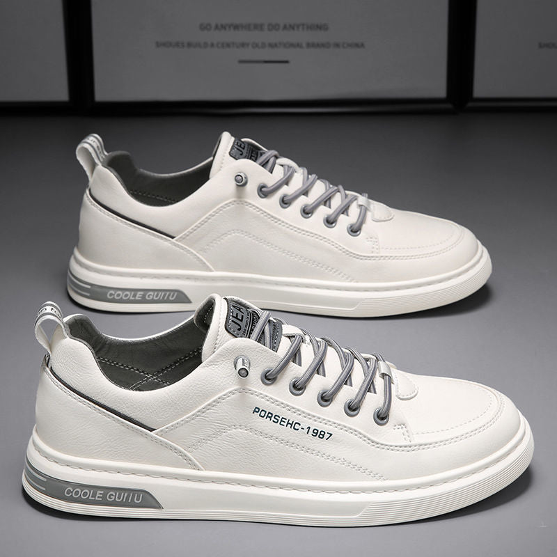 Men's shoes 2026 new spring collection: korean style trendy casual leather shoes, versatile sneakers, men's white canvas shoes 1987