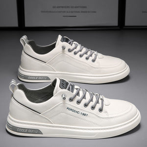 Men's shoes 2026 new spring collection: korean style trendy casual leather shoes, versatile sneakers, men's white canvas shoes 1987