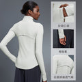 Stand collar zipper yoga wear outwear women's cardigan running sports jacket waist slimming look fitness wear daw182-2
