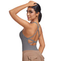 European and american new crossover strap backless sports bra yoga top long shaping bodysuit running fitness tank top for women