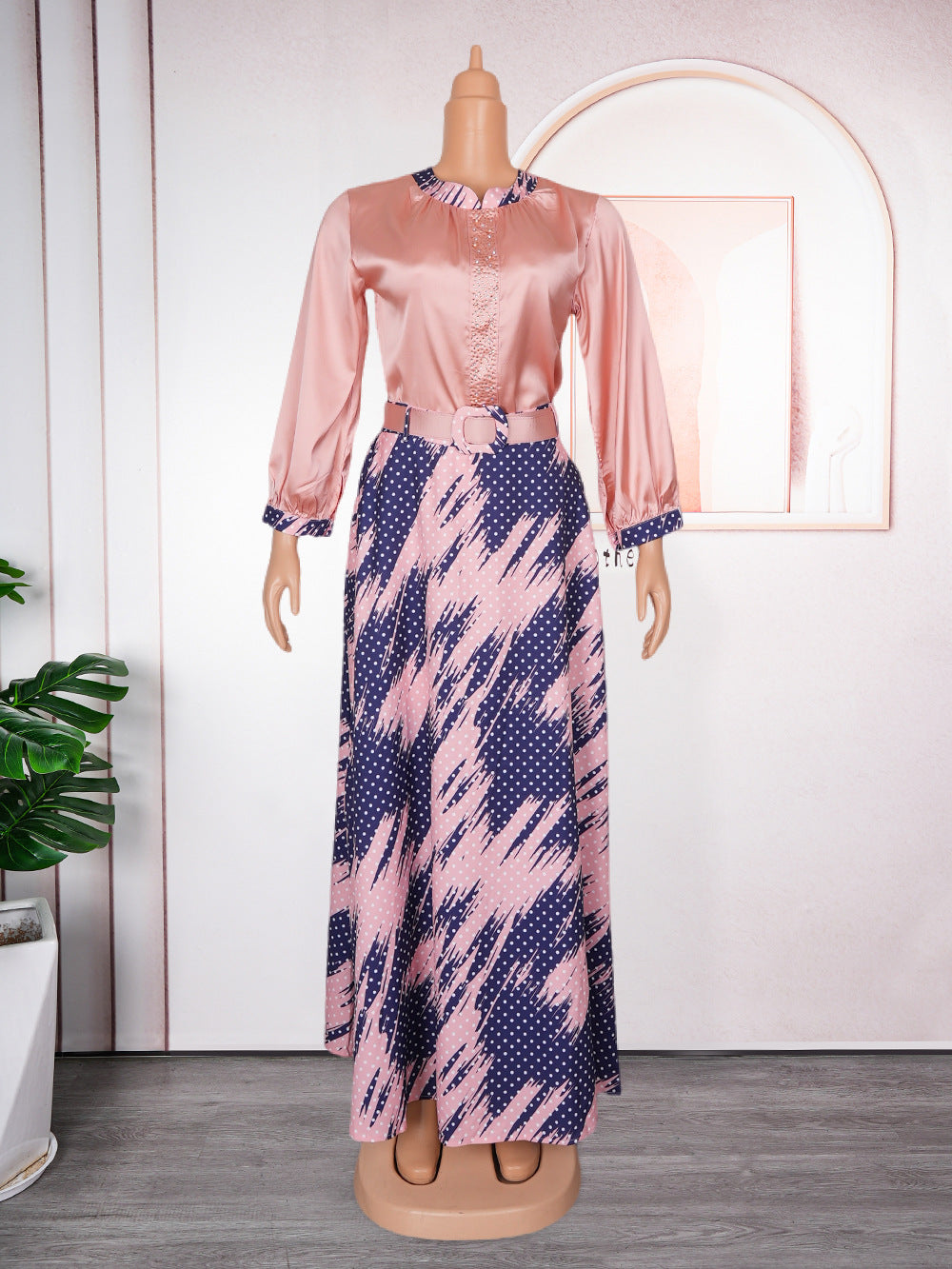 e-commerce  independent station top + skirt printed two-piece set african women's plus size dress
