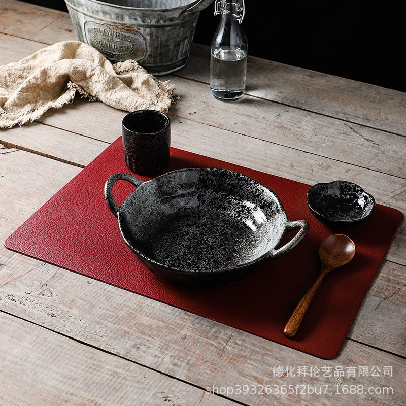 Japanese retro one-person meal set deep dry pot vegetable plate for homeclassy curry rice plate double ear soup plate
