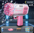 40-hole bubble machine - pink (includes 4 batteries + 1 bottle of bubble solution + 20 packs of bubble refill) - e-commerce packaging