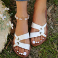 Export plus size cross strap flats sandals women's retro style wide strip open toe beach sandals sandal