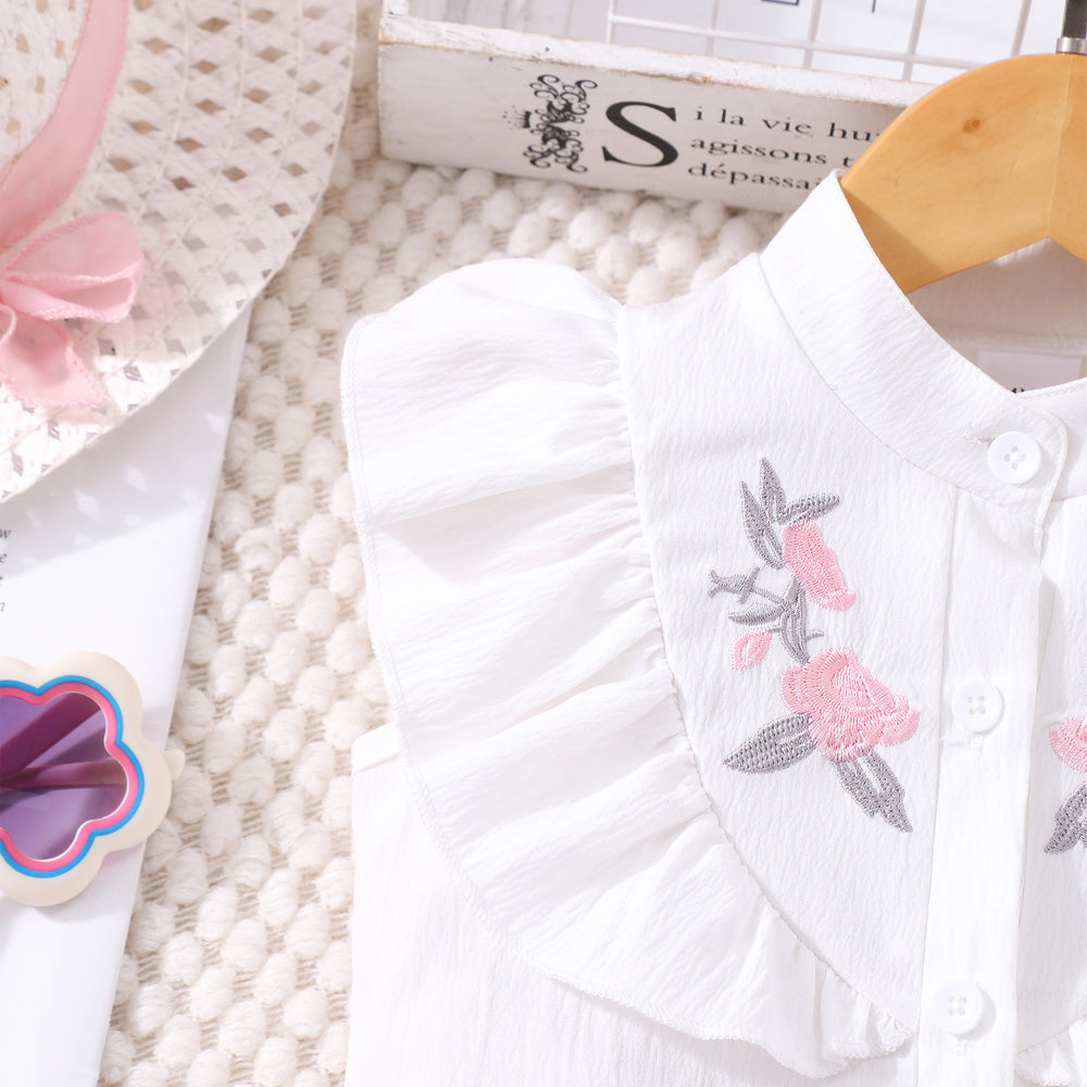 Girls' outfit set: embroidered top + skirt two-piece set