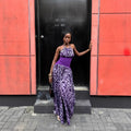European and american cross-border women's spring  new sleeveless tie-neck halter backless cinched waist ruched maxi dress