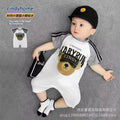 Summer short-sleeve romper for baby boys - newborn infant summer outfit, baseball style, trendy first birthday clothes for baby boys