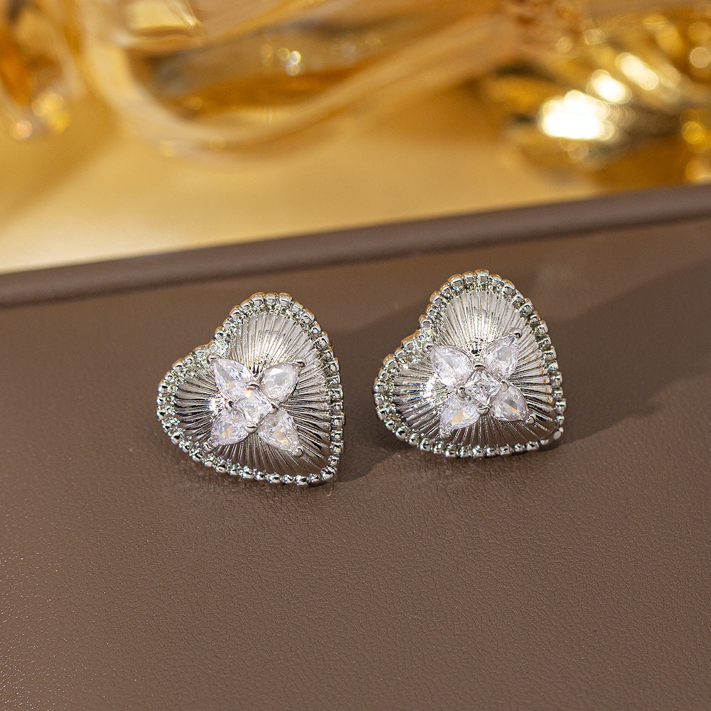 fashion elegant four-leaf clover earrings personalized zircon flower classy earrings niche styleaccessible luxurynew arrival earrings