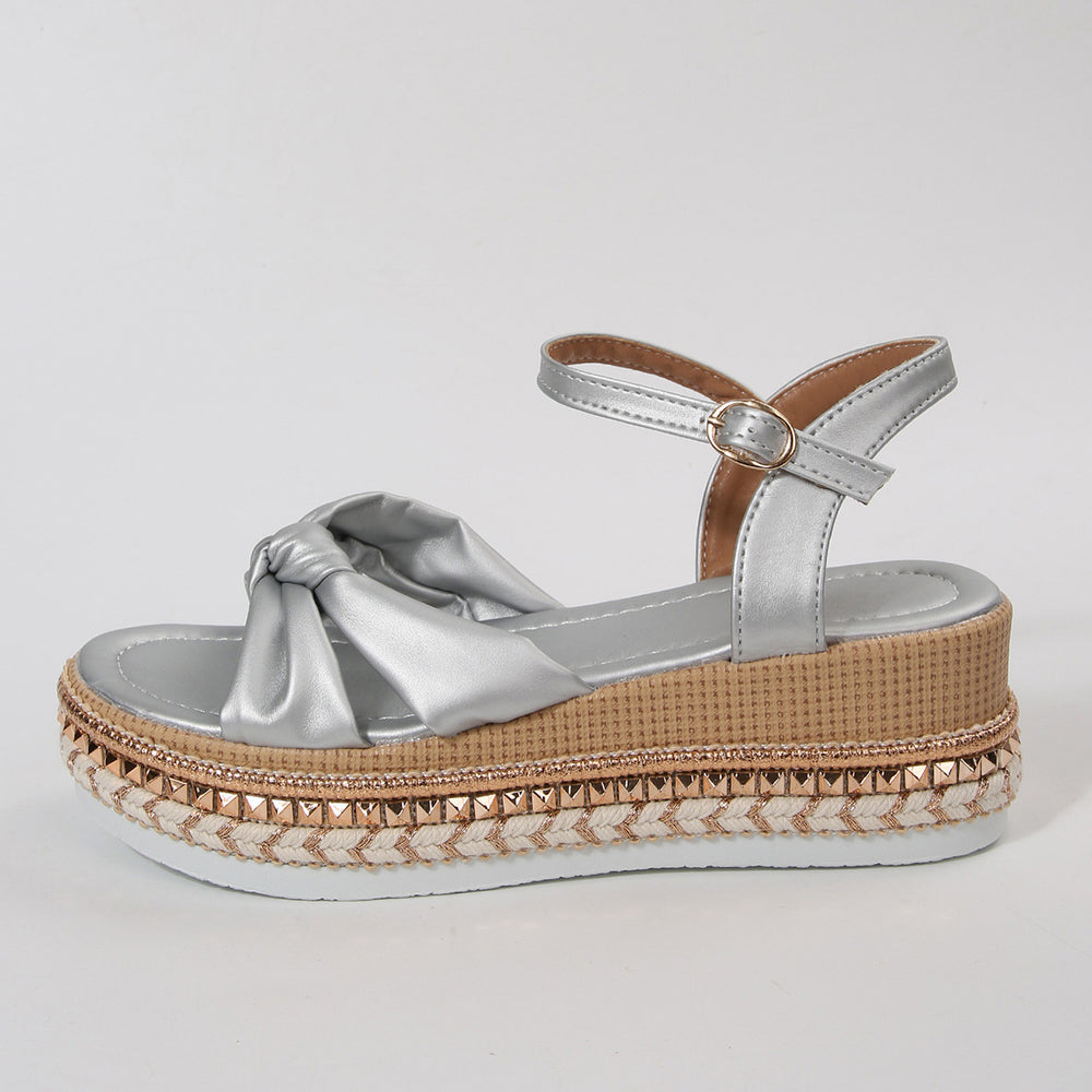 European and american plus size flat espadrille open-toe sandals,  summer new style, single strap buckle cross bows women's sandals, size 43