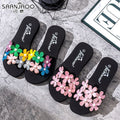 Anti-fall plaidthickened princess style women's flip-flops ultra-light trendyins home and outdoor stain-resistant summer sandals