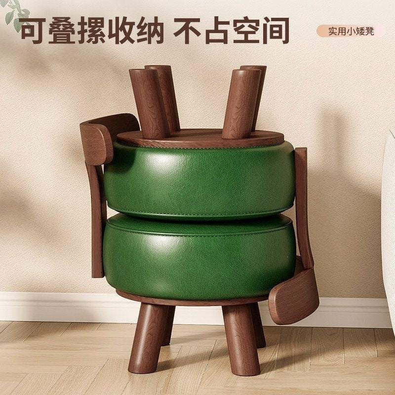 Backrest entry shoe changing stool living room low stool for home shoe changing stool can be rotated durable new chinoiserie solid wood shoe changing stool