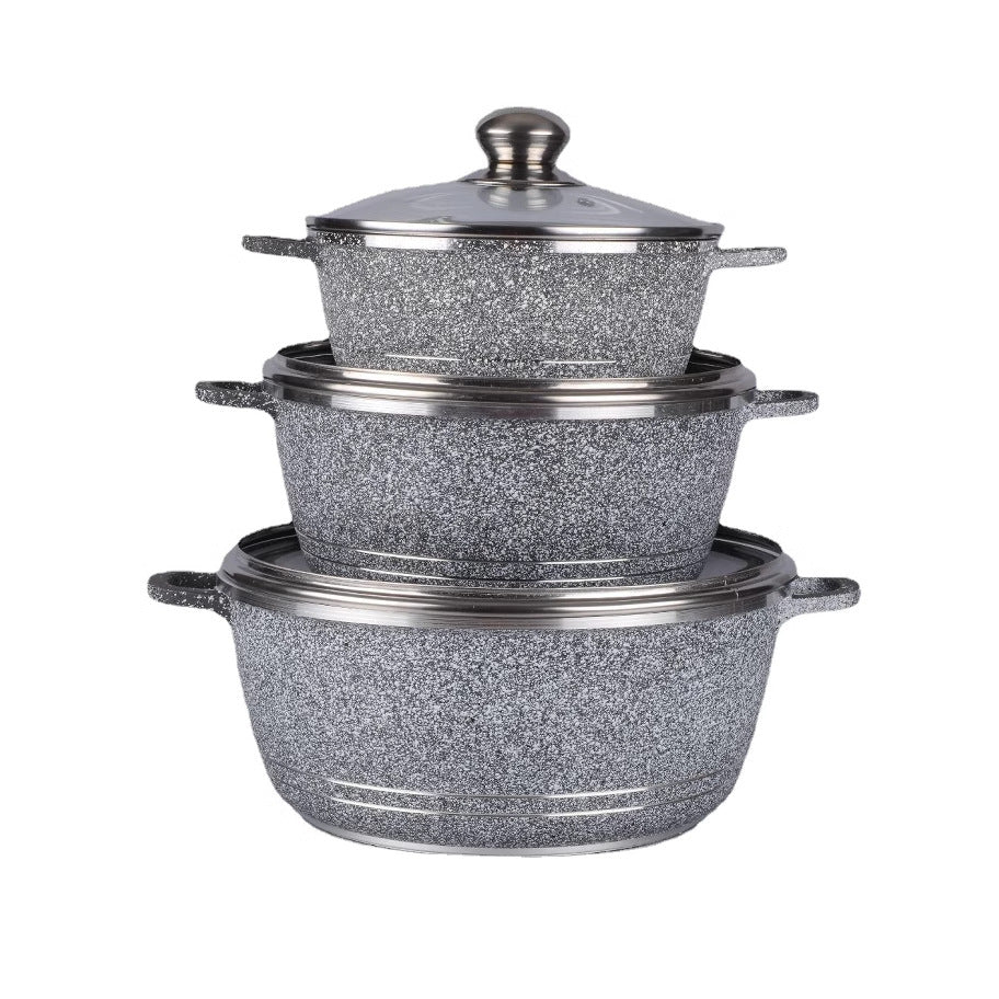 Customized die-cast six-piece set 24/28/32 medical stone non-stick aluminum pot soup pot frying pan for home kitchen pot