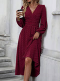 Fall and winternew arrival medium wool ball oblique collar lantern sleeve pleated waist dress