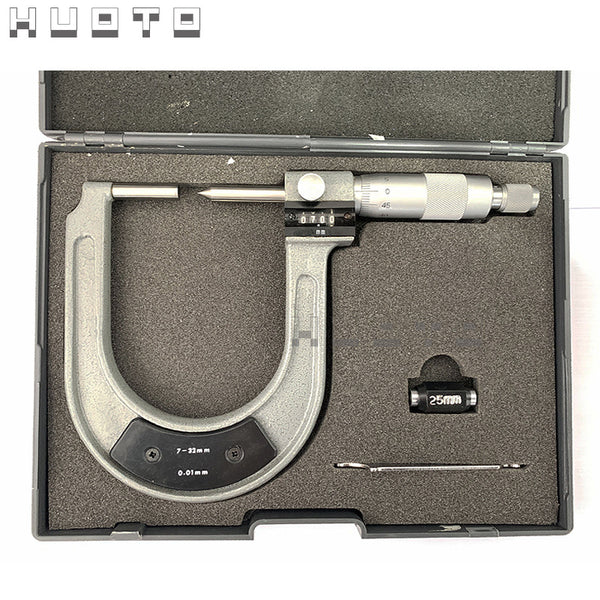 HUOTO Micron Counting Outer Diameter Alloy Micrometer 7-32mm Metric Micrometer Brake Pad Micrometer