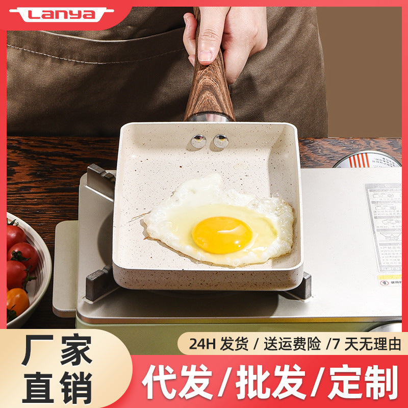 Tamagoyaki household medical stone omelette pan die-cast square steak frying pan induction cooker neutral pancake pan wholesale