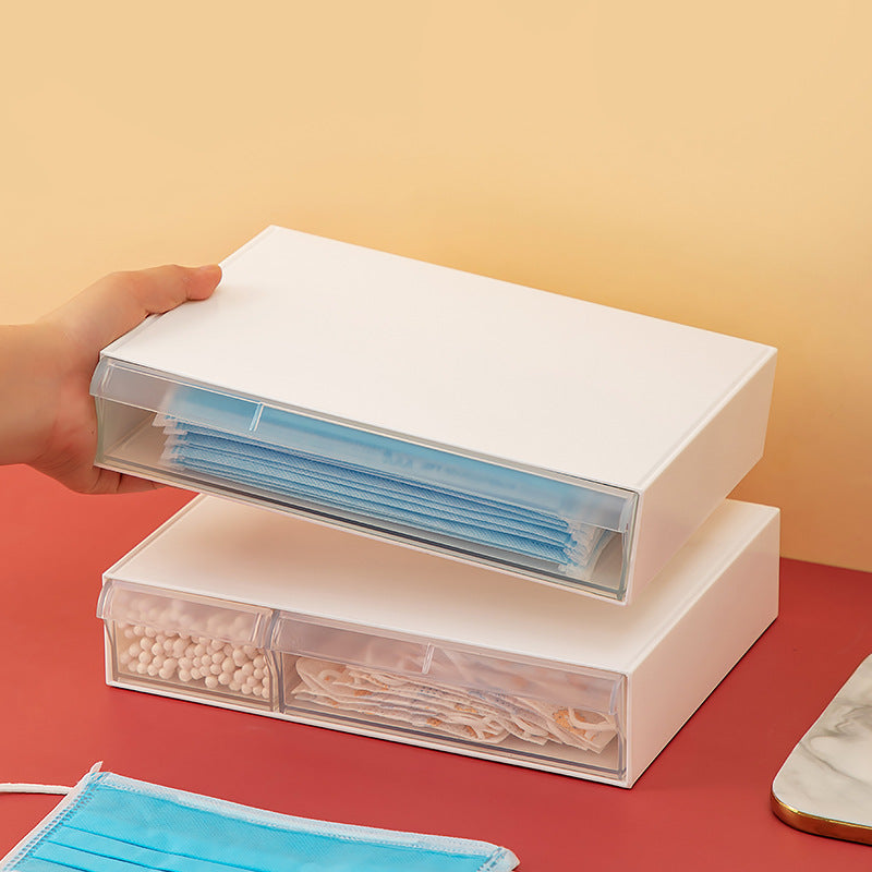 Drawer storage box Desktop pull-out mask storage box Household makeup brush Cotton ins Desktop storage cabinet