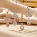 Popular popular fashion copper inlaid zirconium full diamond water drop necklace for women accessible luxuryniche styleeasiest for match non-fading clavicle chain jewelry