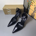 Za 2025 patent leather pointed-toe black high heels - women's stiletto heel cutout thong sandals - versatile professional style