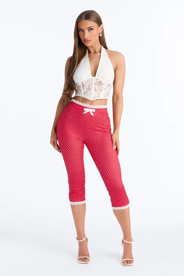 cross-border best selling pants, seven-point pants, multi-color women's high waist silmlacepatchworkcasual pants