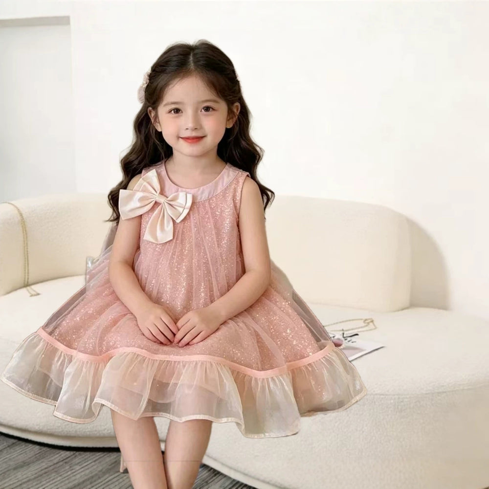 Girls' bowknot dress - new  collection - stylish and cute birthday dress for baby girls - trendy kids' skirt