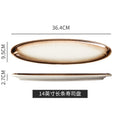Japanese creative large long sushi plate oval plate sushi sashimi plate day-shaped plate restaurant wine business plate