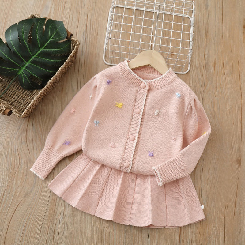 Girls' sweater set:  autumn new collection - sweet two-piece outfit with skirt for little girls
