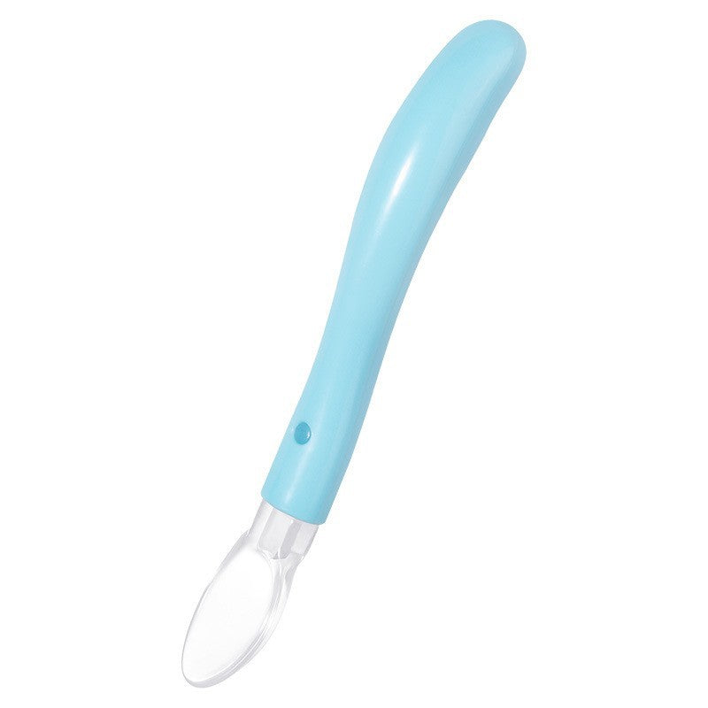 English card baby silicone spoon child feeding tableware complementary food spoon baby soft head spoon baby feeding spoon