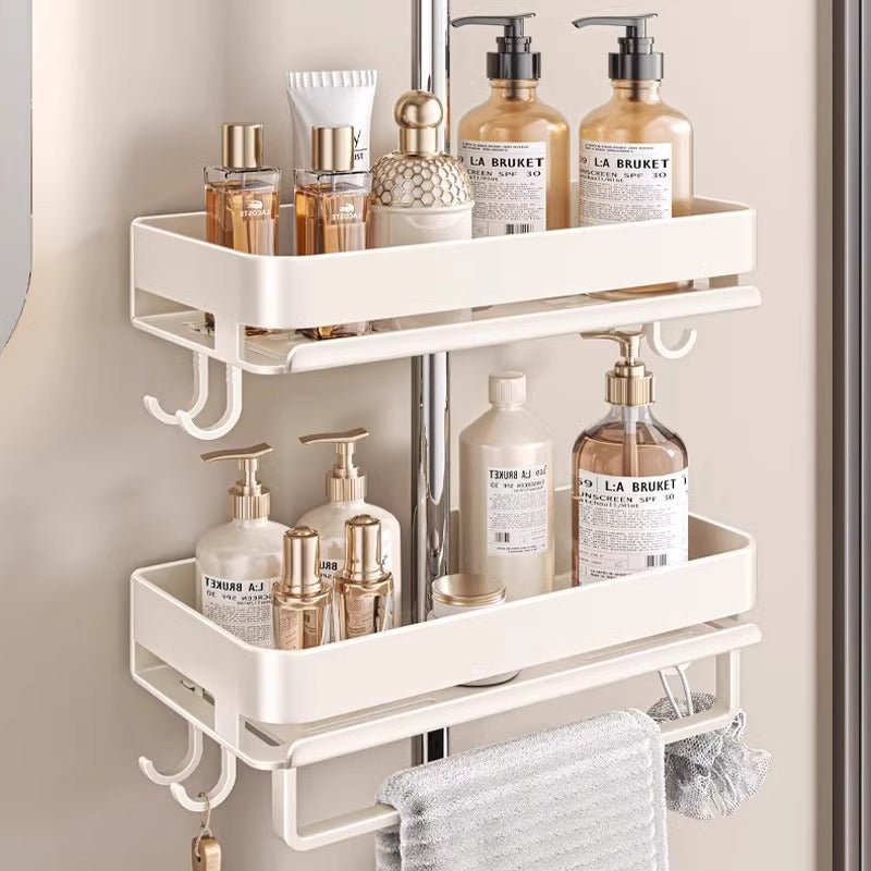 Shower Shower Shelf No Punching Toilet Lifting Rod Shelf Bathroom Storage Body Wash Shampoo Tray