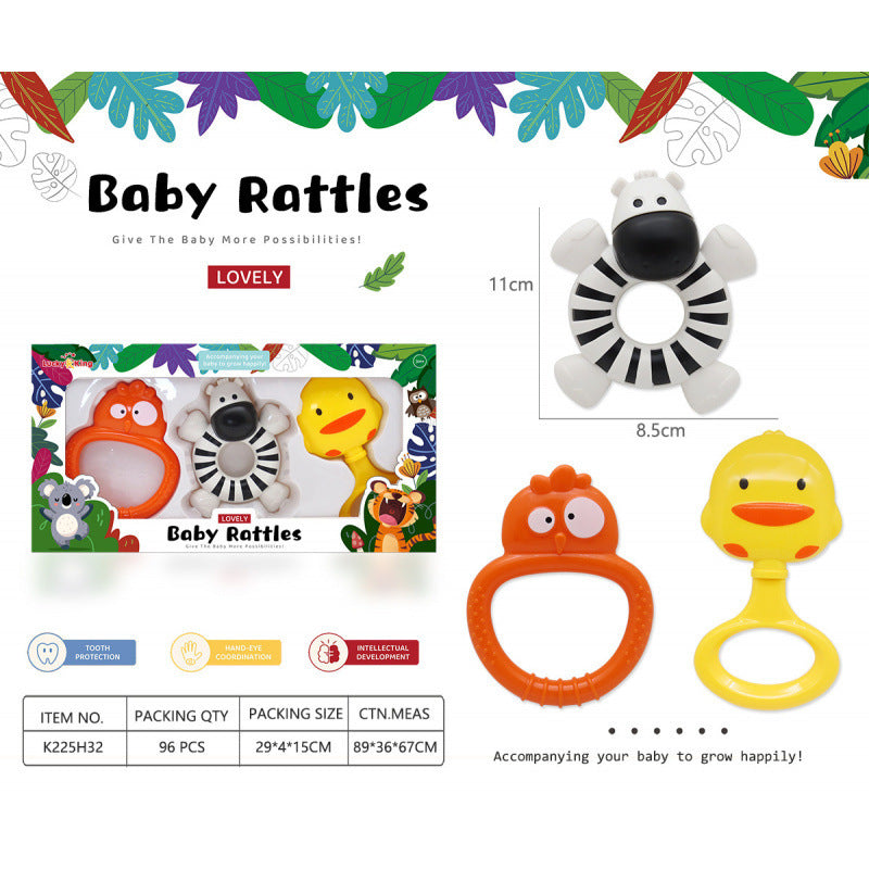 Cross-border export baby toys 0-1 years old gift box rattle set newborn baby soothing hand crank grip puzzle
