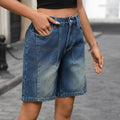 European and american cross-border foreign trade  independent station american retro mid-waist denim shorts women's summer distressed straight pants