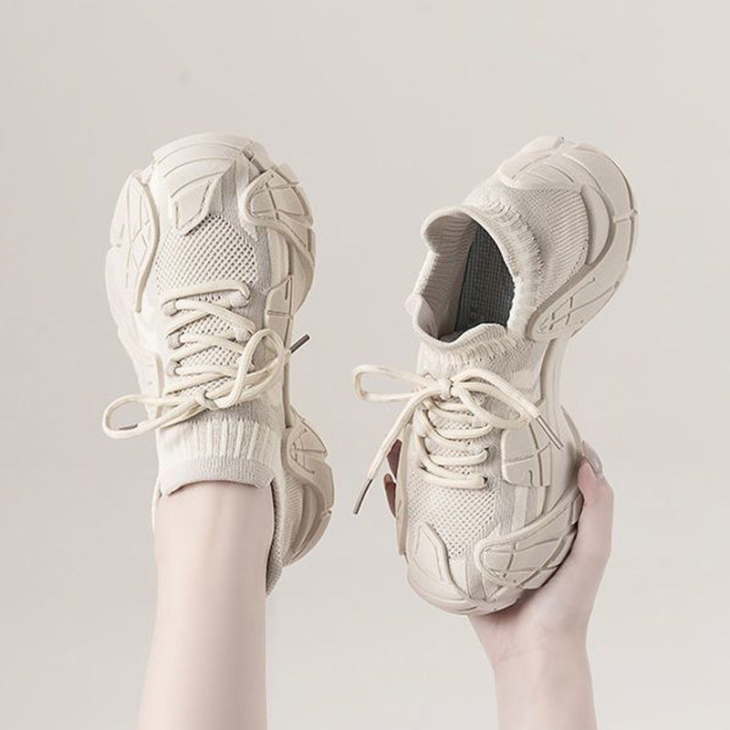 2025 spring/autumn new breathable non-slip flyknit sock sneakers lightweight comfortable rubber sole trendy casual chunky sneakers for women
