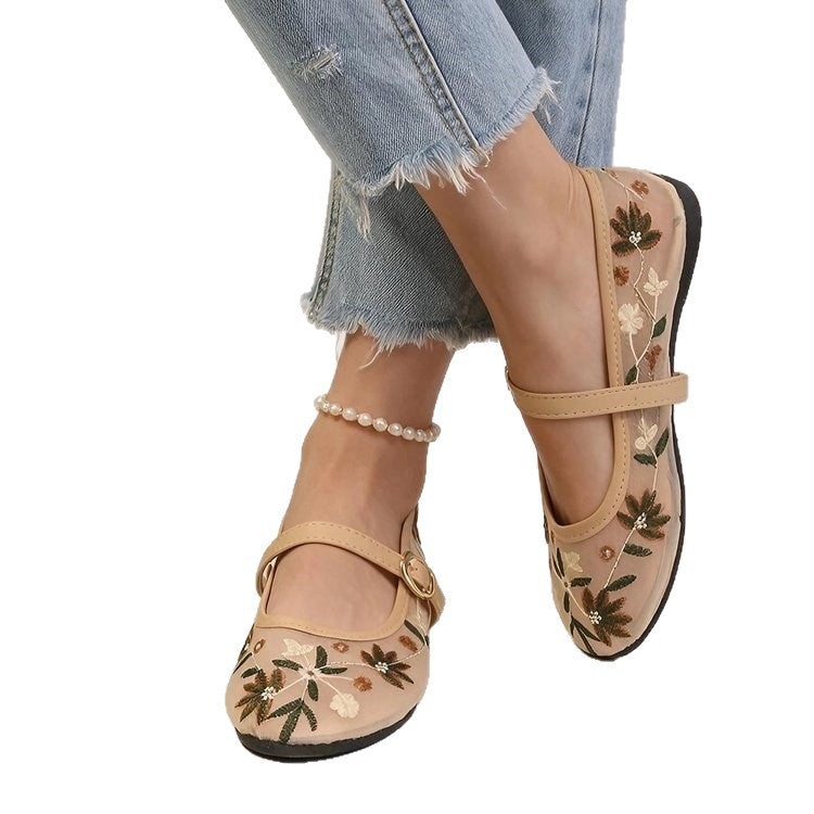 Zaexportplus sizeembroiderflatsnew arrivalfashion buckle low-top lightweight breathable mesh casual shoes wholesale