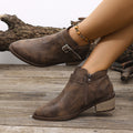 Fashionexportplus sizefall and winternew arrival pointed toe thick heel boots side zipper fashionplaid short boots in stock wholesale