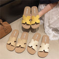 Birkenstock women's summer outdoor slippers - new, high-end, french-style soft flat beach sandals, fashionable one-strap slides