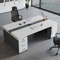 Customizable office desk - two-seater facing configuration - modern executive desk and chair set - ideal for managers, finance, and dual-user computer setup