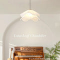 Creamy double-layer ruffle fabric french-style chandelier - gentle pleated petal single head pendant light for dining room table and bedroom