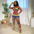 Bestselling cross-border e-commerce: european & american women's sexy hand-crocheted tassel casual set & swimsuit cover-up -  hot seller