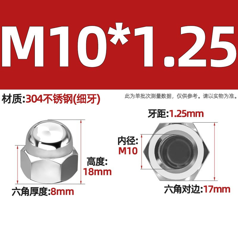 304/201/316 stainless steel round ball head nut cover type decorative screw cap female cap 3M4M5M6M8