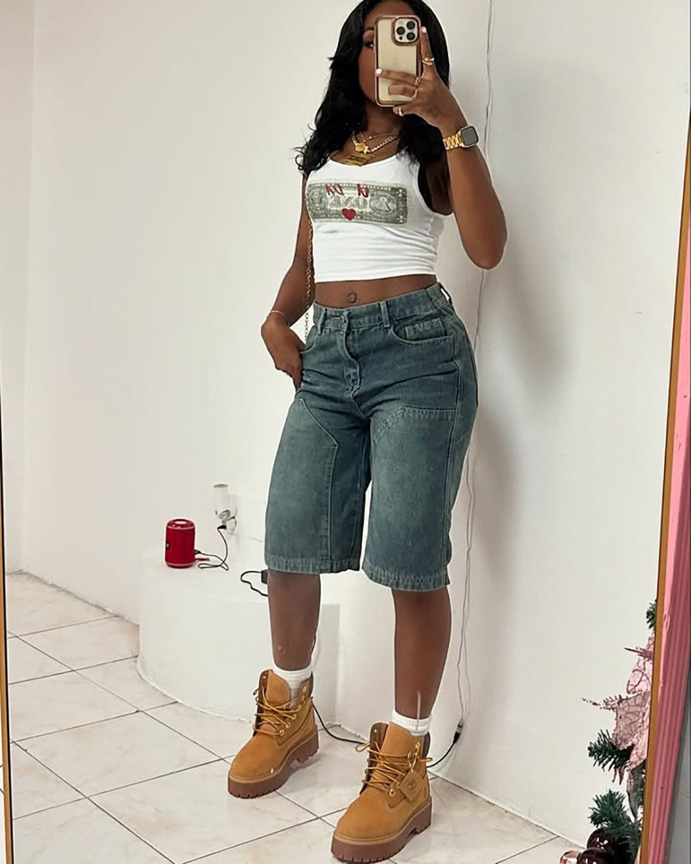 European and american cross-border women's fashion  women's casual denim shorts summer retro loose washed straight-leg denim shorts