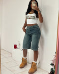 European and american cross-border women's fashion  women's casual denim shorts summer retro loose washed straight-leg denim shorts